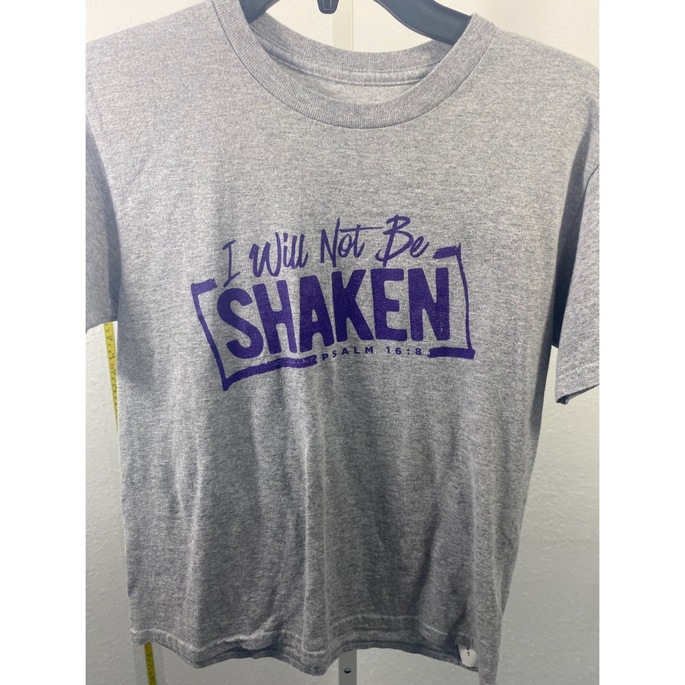 The Master's Academy I Will Not Be Shaken Psalm 16:8 Gray Graphic T-Shirt S